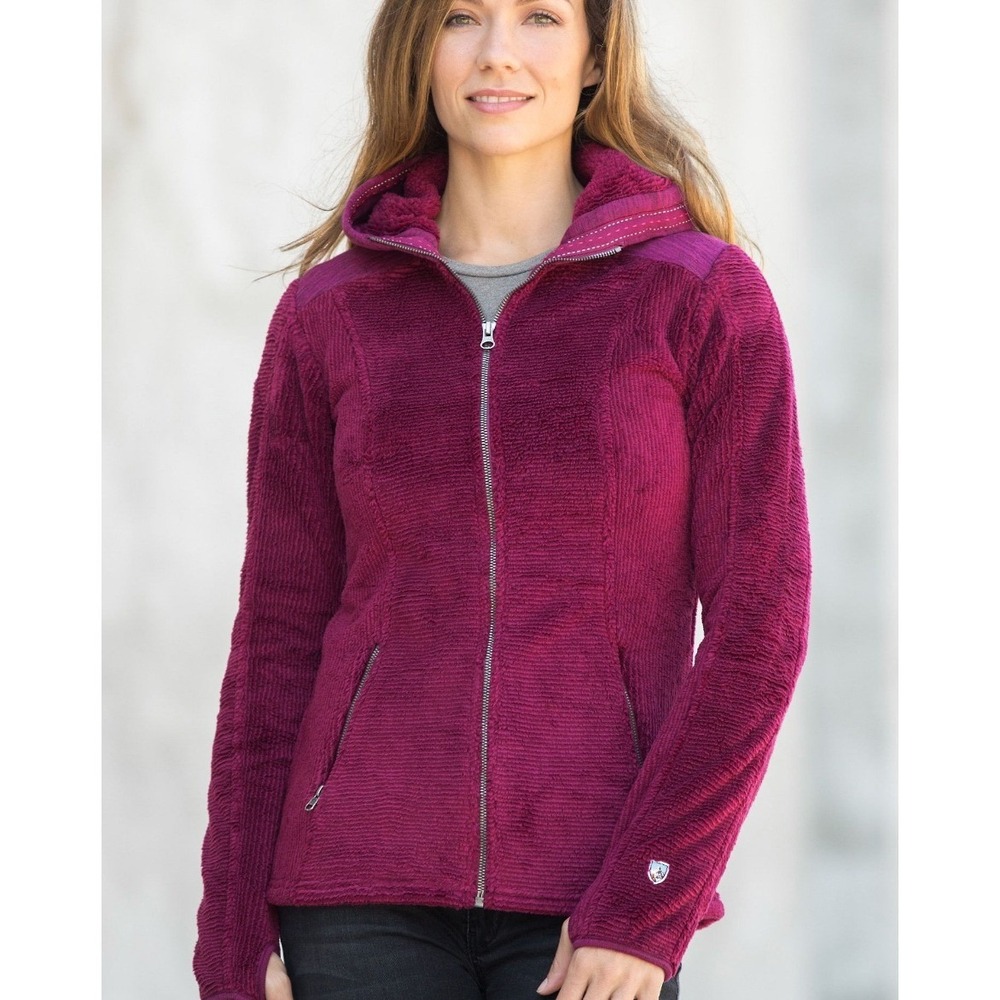 Kuhl Alto Fleece Zip Up Hoodie Jacket Claret Outdoor Active Womens Small